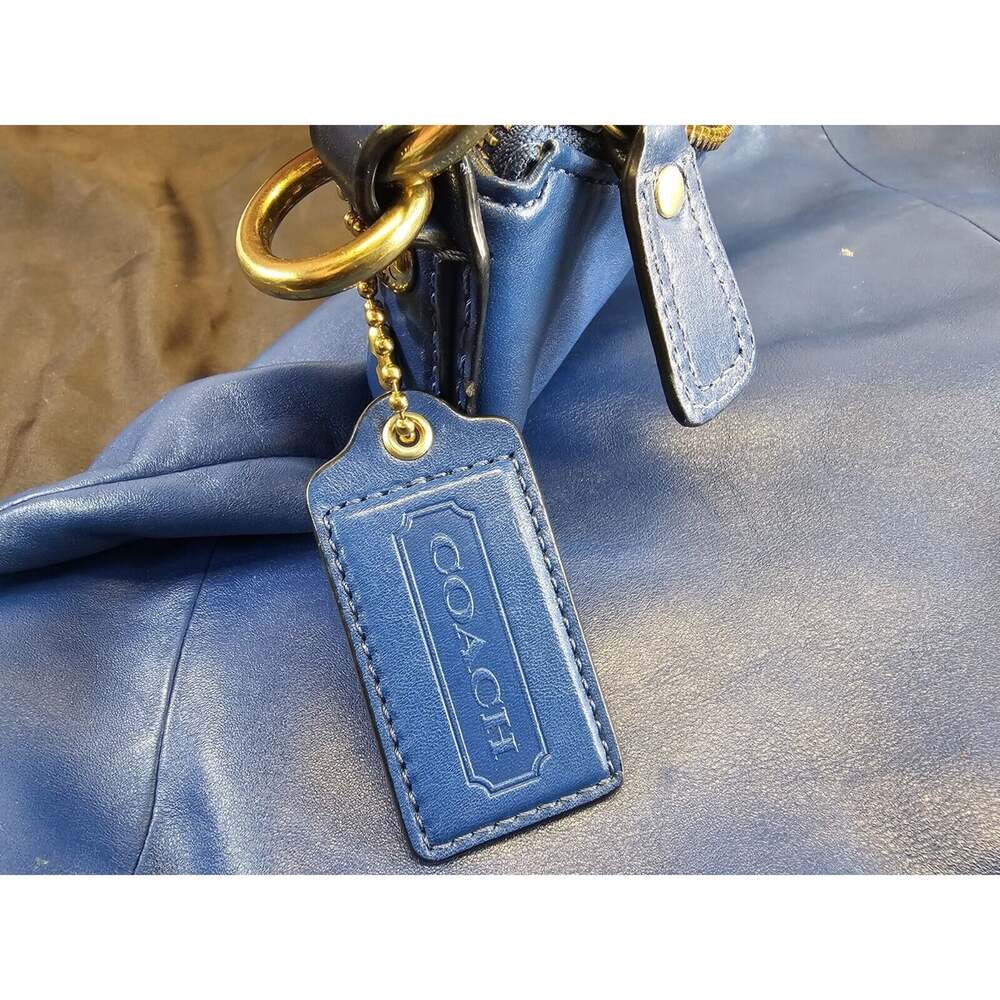 coach purse no B 1069 14783 Blue Leather front snap pocket top handle chic boho - Picture 6 of 10